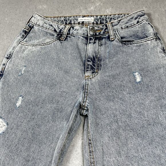 Avec Les Filles Jeans Womens Size 26 Blue Ripped High Waisted Flare Leg Denim - Picture 2 of 14